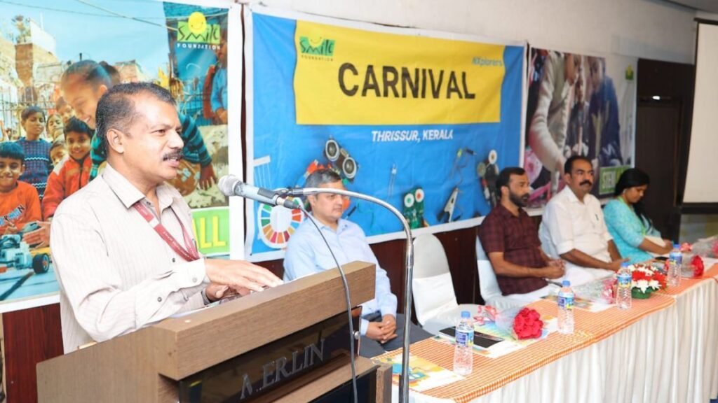 Rural students impress everyone with their scientific creations at Smile Foundation's NXplorers Carnival - National - PNN Digital Rural students impress everyone with their scientific creations at Smile Foundation's NXplorers Carnival - The NXplorers Carnival was organized by the Smile Foundation, with support from Shell India and in association with the Government of Kerala. The day-long carnival was organised to provide school students from rural areas of Thrissur district a platform to showcase their scientific prowess. District Education Officer Dr. A. Ansar was the chief guest, while Mr. Saseedaran E., Project Coordinator of Sarva Shiksha Kerala, and Dr. Daison Panengaden, Assistant Professor in the Department of Physics at St. Thomas College, were the guests of honor. - PNN Digital